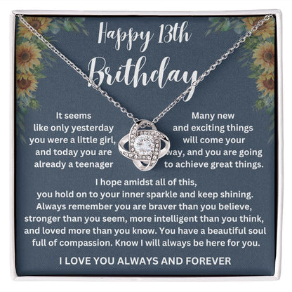 Girls' 13th Birthday Necklace with Custom Name and Message Card - Thoughtful Gift Idea