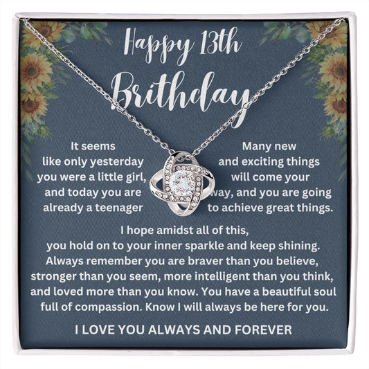 Girls' 13th Birthday Necklace with Custom Name and Message Card - Thoughtful Gift Idea