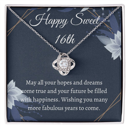 Sweet 16 Necklace - Celebrate Her Milestone Birthday with a Beautiful Gift, Love Knot, 16th Birthday Gift For Her, 16th Birthday Gift 210207