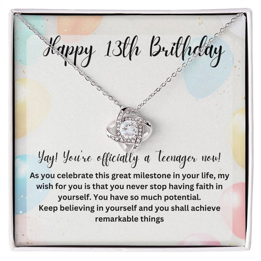 Personalized 13th Birthday Necklace with Unique Message Card for Girls - Meaningful Gift Idea - Custom Name Pendant with Unique Message Card