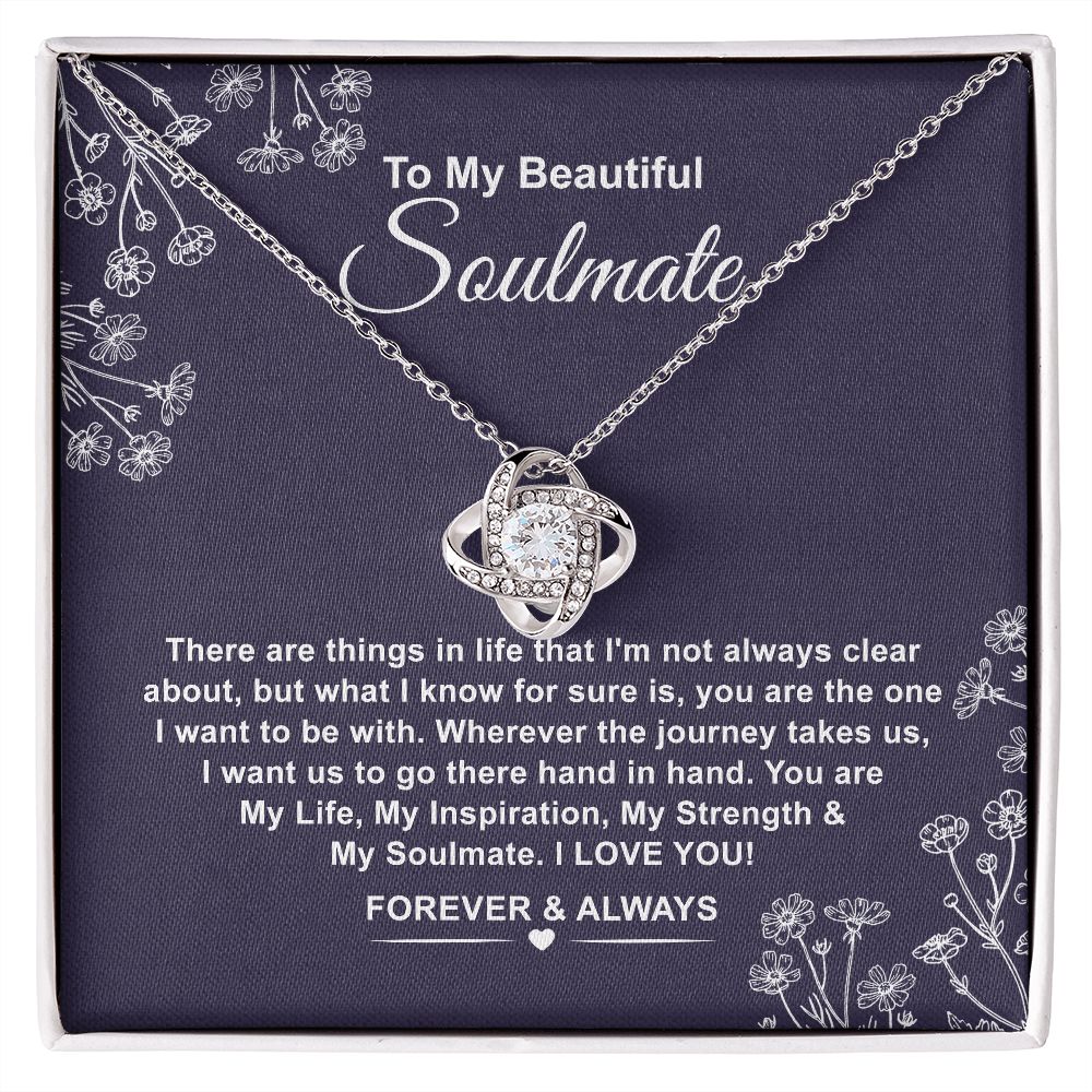 To My Beautiful Soulmate Silver Love Knot Necklace ##gift19121 B0BQJPJX69