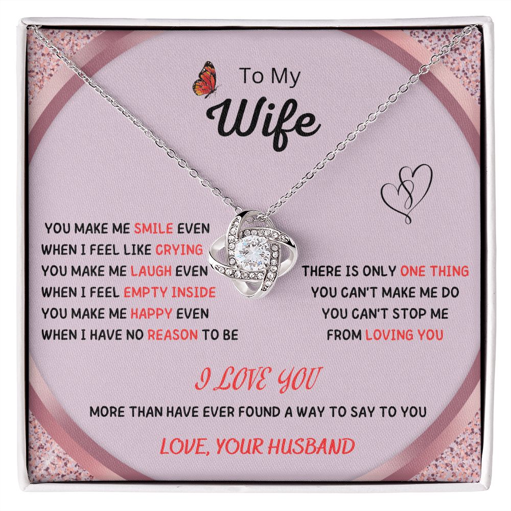 To My Beautiful Wife Necklace -Love Knot necklace with Romantic Message for Special Occasions 200202