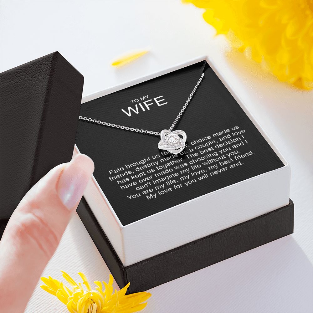 To my wife sterling silver love knot necklace 04127