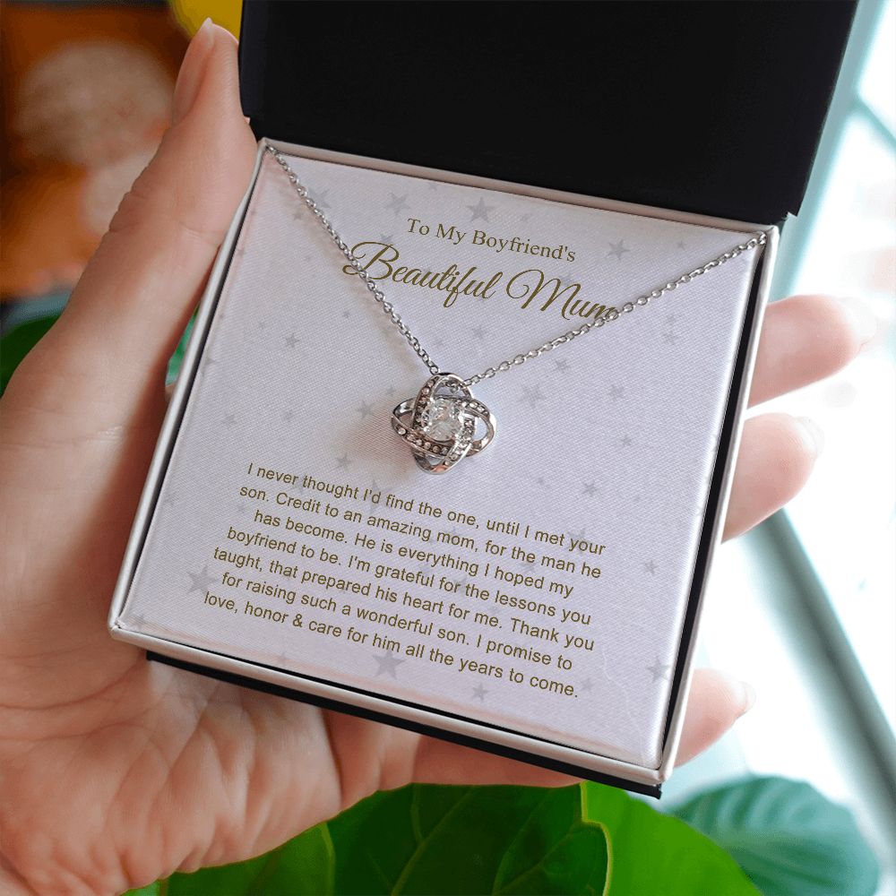 To my Boyfriend's Mum Lovely Knot Necklace B0BNXJBZY4