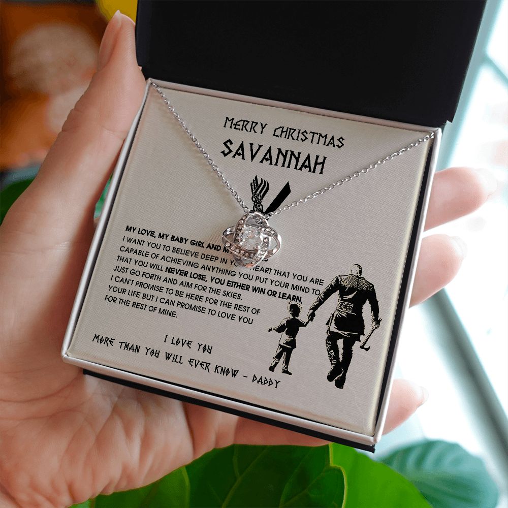 To My Daughter Savannah Necklace, Viking Jewelry For Daughter Birthday, Graduation, First Communion, Gift From Dad