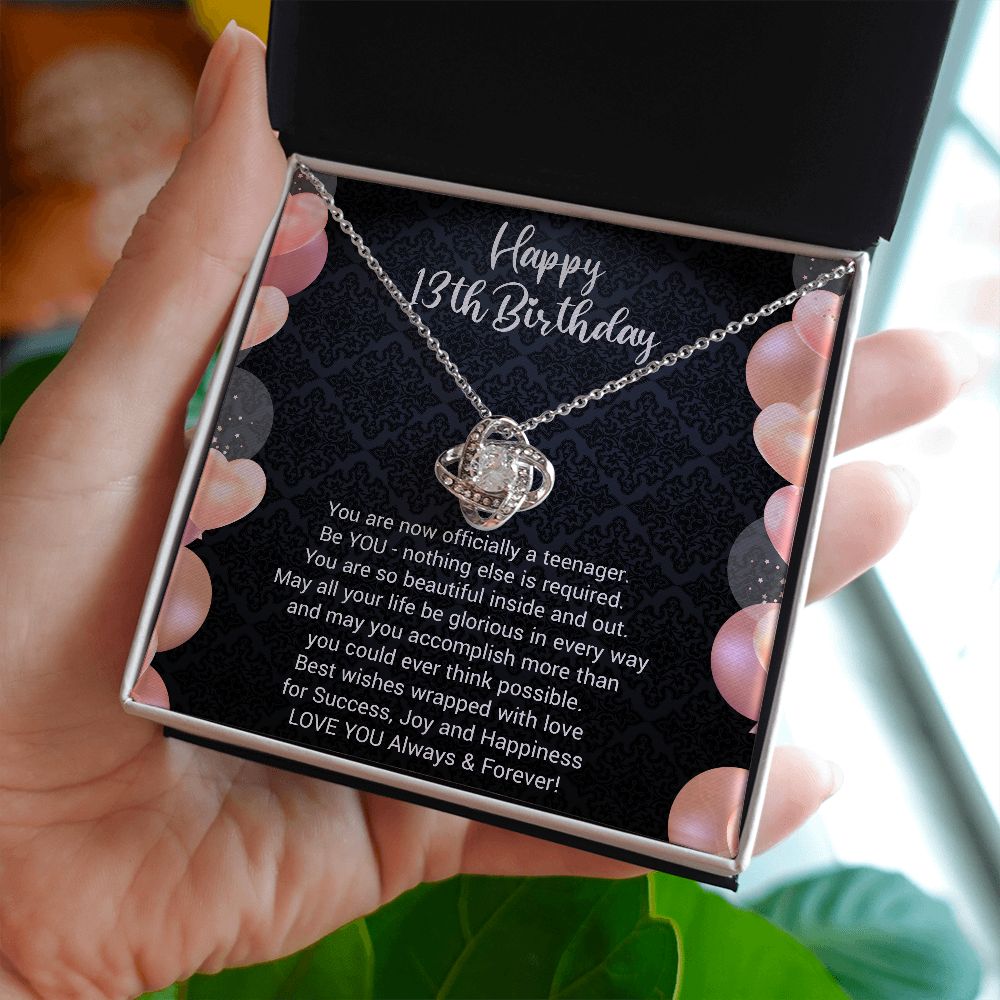 Birthday Gifts For Girls, Knot of Love White Gold Necklace With Meaningful Message, Birthday Gift Necklace Teenager 2