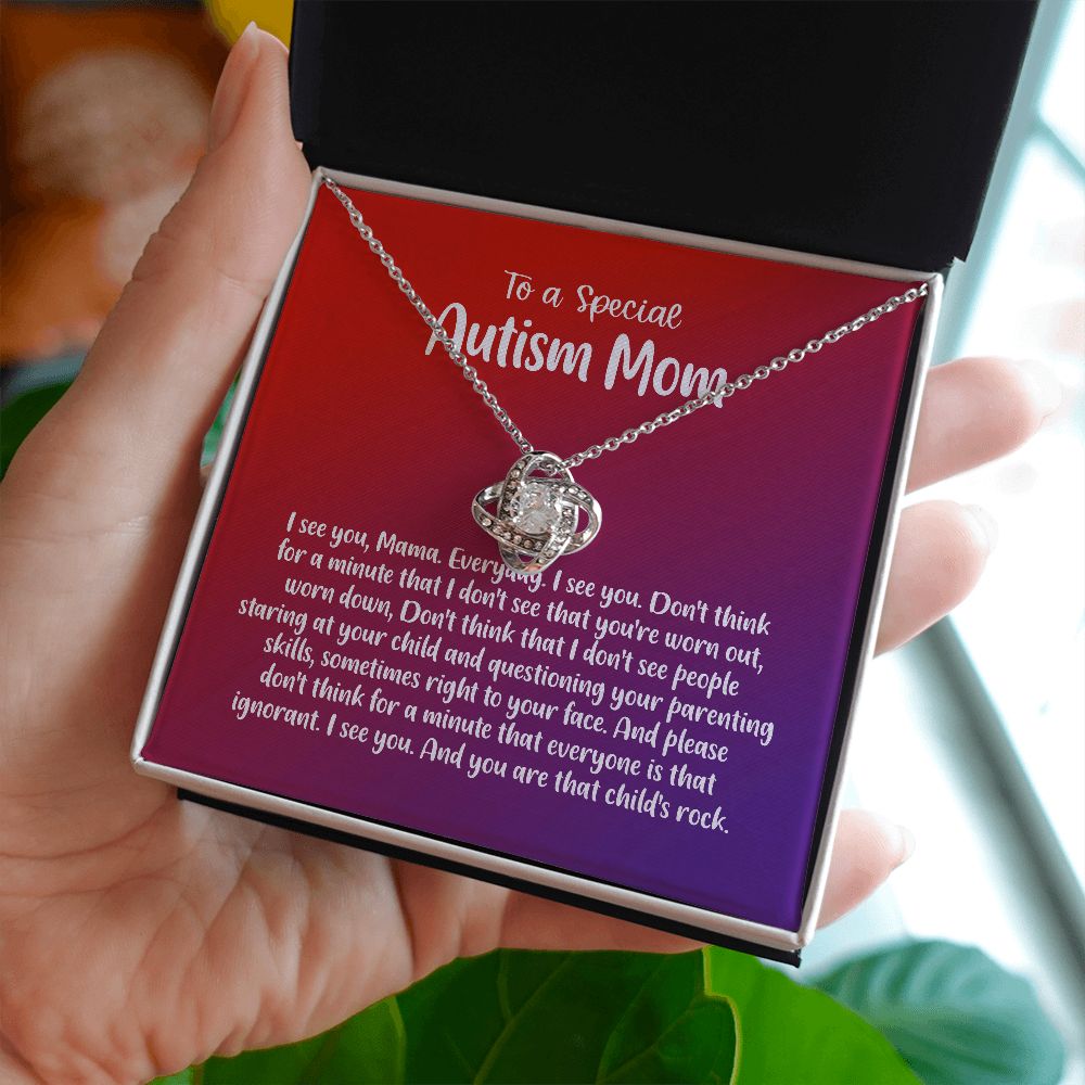 The Love Knot Necklace Autism Mom Gift, I See You, You Rock, Autism Mom Life AA-RMZS-37U9 B09QG36CRF