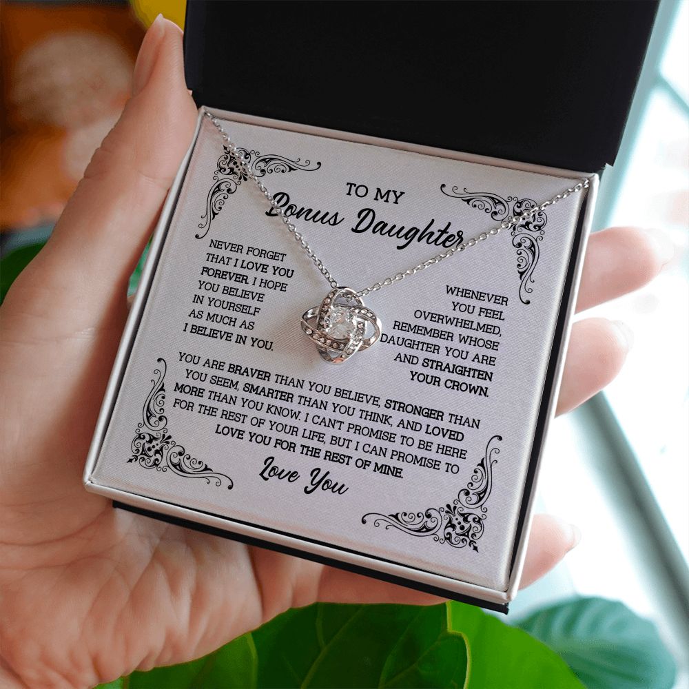 To My Bonus Daughter Necklace, Love Knot Necklace, Bonus Daughter Gift B0BNYDTPP1