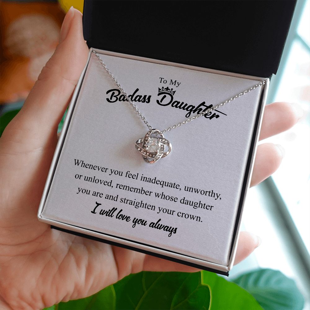 To My Badass Daughter - I Will Love You Always - Love Knot Necklace SNJW071201 B0BPDR98FH