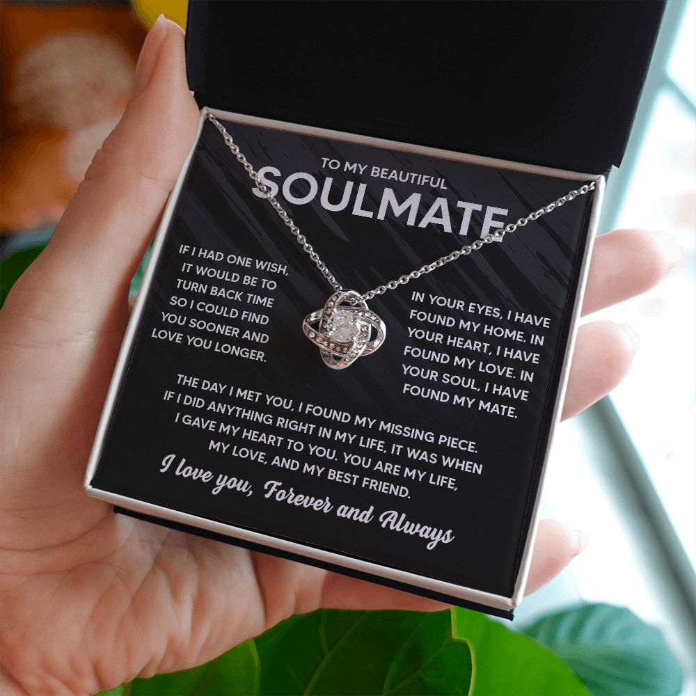 JWSHINEE To My Soulmate Necklace For Women 14K White Gold Plated Elegant Water Drop Gifts For Her