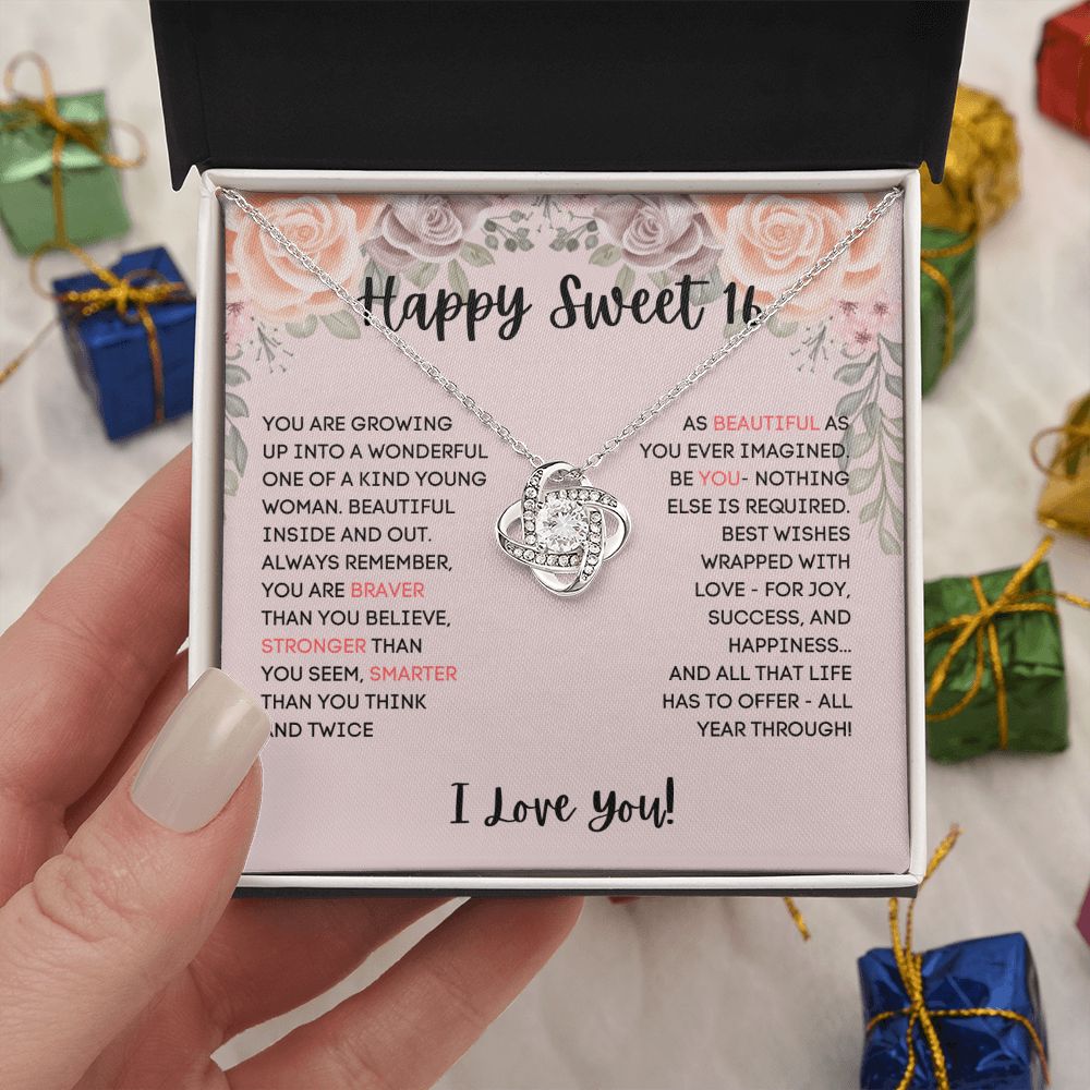 Sweet 16 Necklace - Celebrate Her Milestone Birthday with a Beautiful Gift, Love Knot, 16th Birthday Gift For Her, 16th Birthday Gift 210202