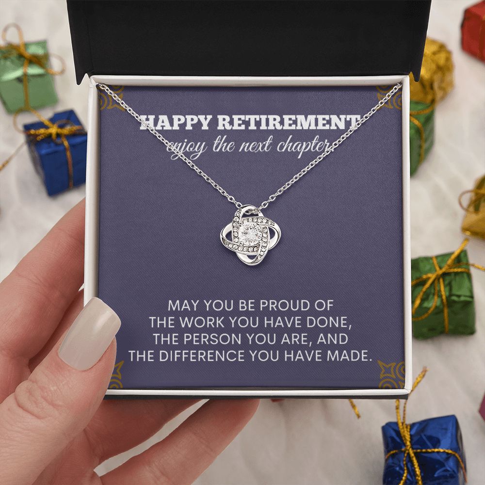 "Retire in style with our elegant retirement gifts for women necklace - the perfect way to commemorate a lifetime of achievements"