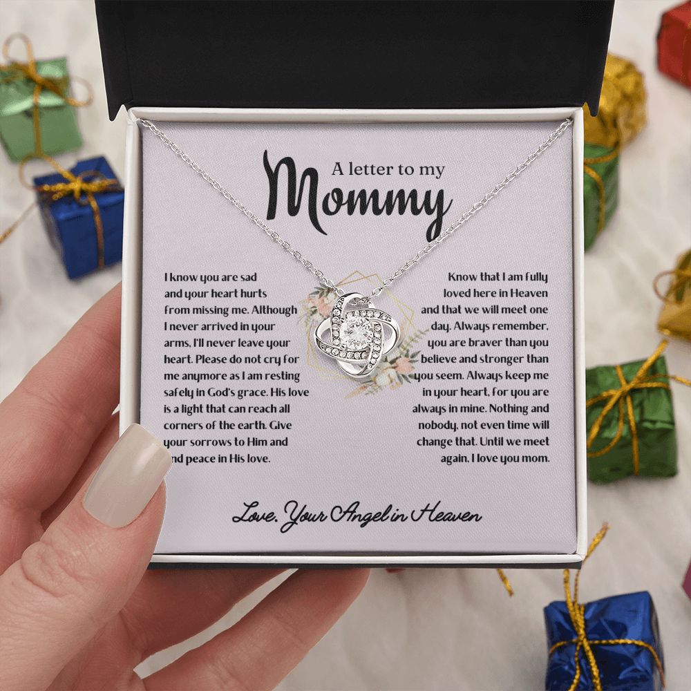 Miscarriage Remembrance Necklace, A letter to mommy - Sympathy Gift for Mother After Losing Baby Angel,  Baby Loss Gift, Infant Loss Gifts, Loss Of Baby Necklace SNJW23-230202