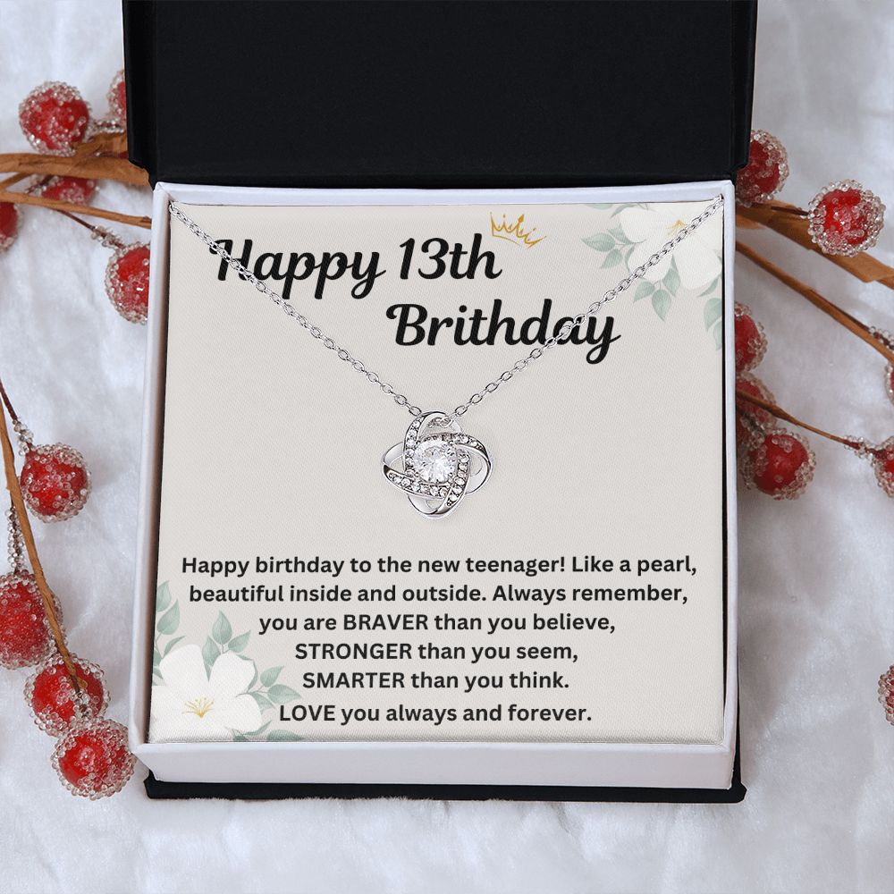 Birthday Gift Necklace for 13 Year Old Girl - Personalized Pendant and Message Card - Unique Gift Idea