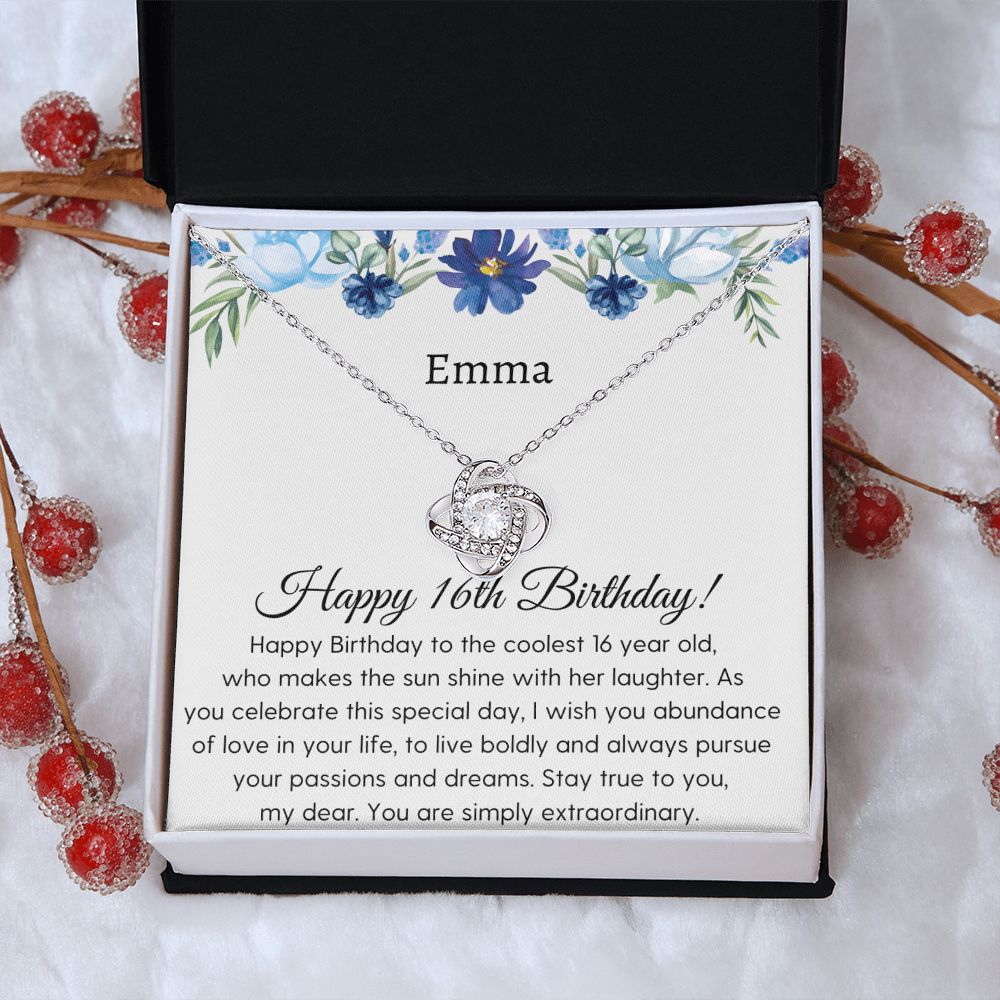 Sweet 16 Necklace - Celebrate Her Milestone Birthday with a Beautiful Gift, Love Knot, 16th Birthday Gift For Her, 16th Birthday Gift 210204