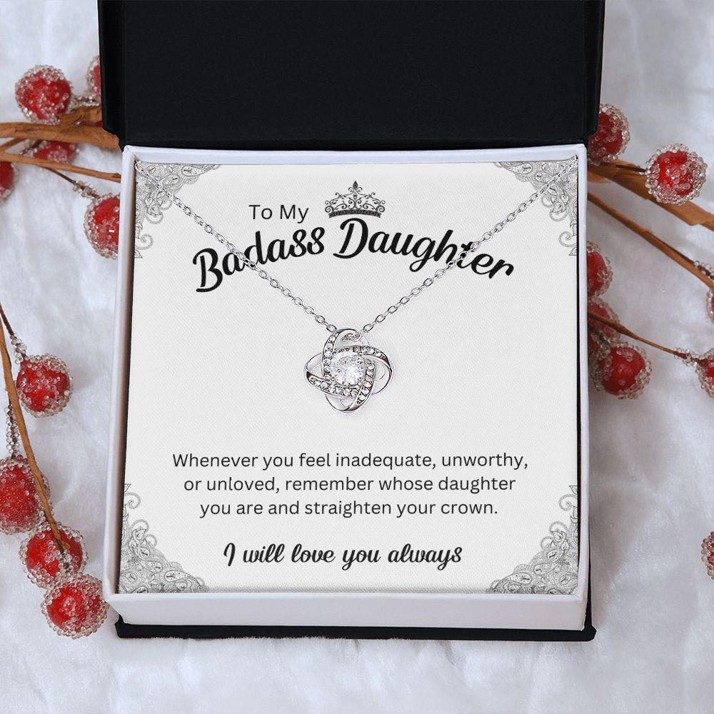 To My Badass Daughter Necklace - Inspirational Pendant for Girls,  Badass Daughter Gift, Badass Daughter Jewelry,  Daughter Gift From Mom or Dad  SNJW23-230211