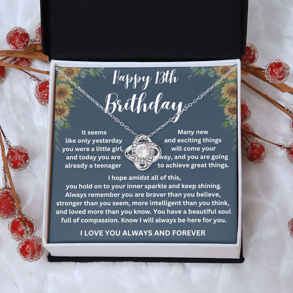 Girls' 13th Birthday Necklace with Custom Name and Message Card - Thoughtful Gift Idea