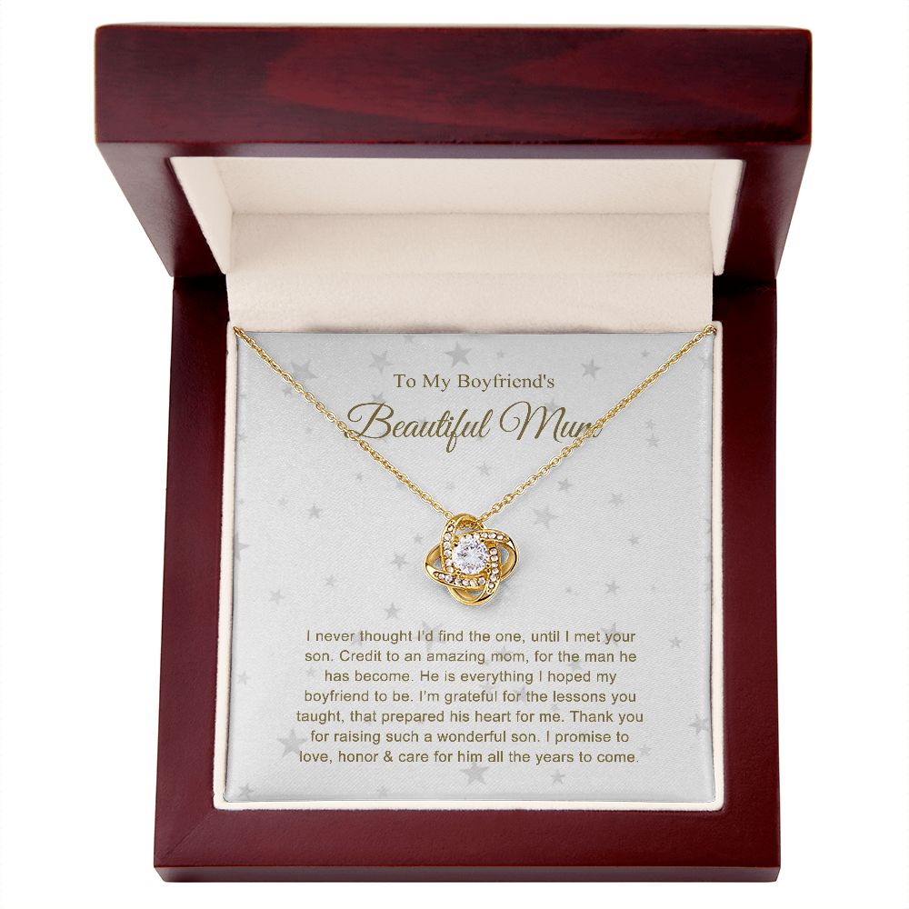 To my Boyfriend's Mum Lovely Knot Necklace B0BNXJBZY4