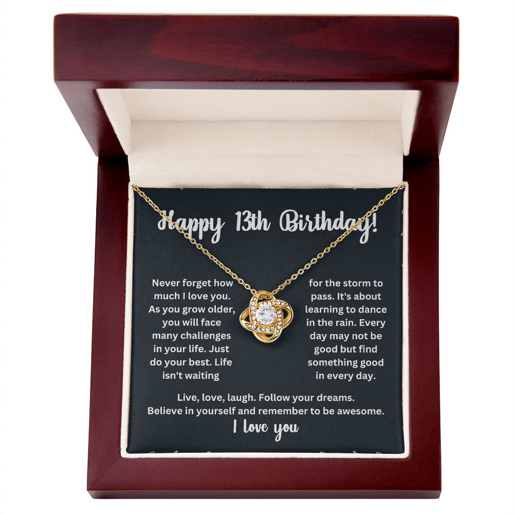 Personalized 13th Birthday Necklace with Unique Message Card for Girls - Meaningful Gift Idea