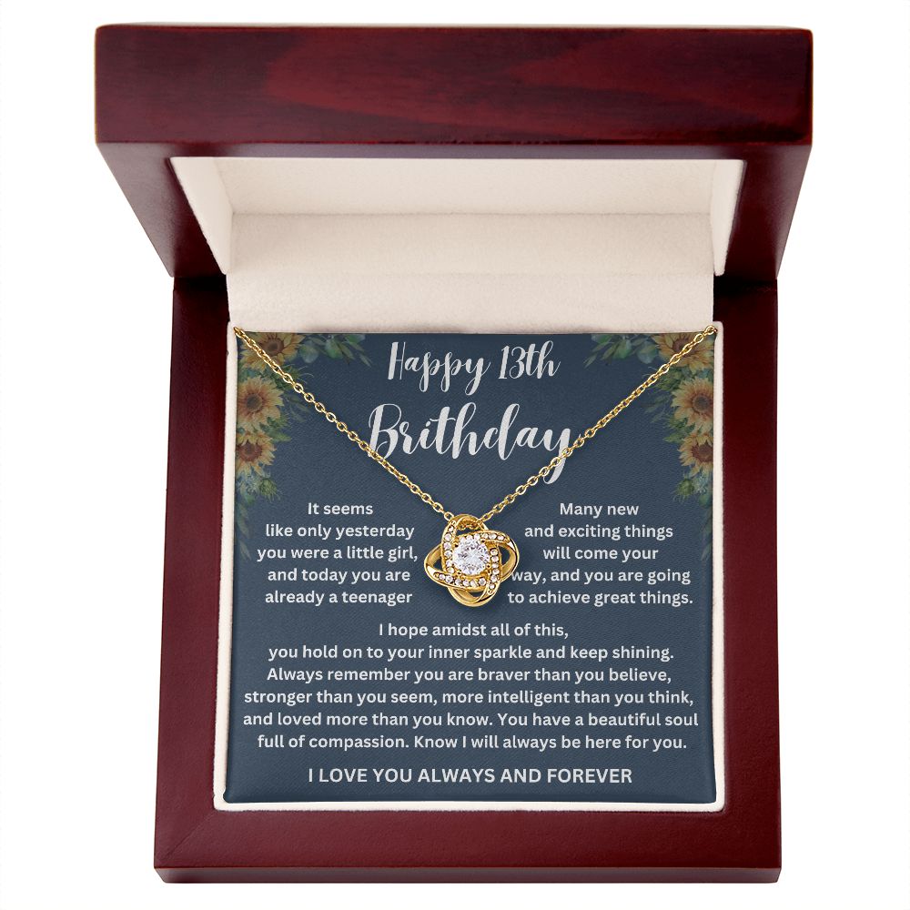 Girls' 13th Birthday Necklace with Custom Name and Message Card - Thoughtful Gift Idea