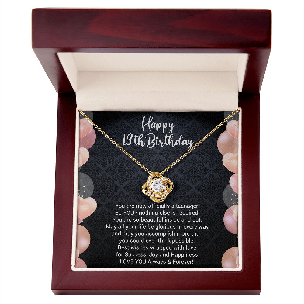 Birthday Gifts For Girls, Knot of Love White Gold Necklace With Meaningful Message, Birthday Gift Necklace Teenager 2