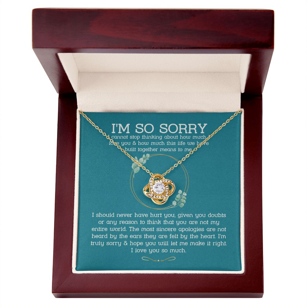 Apology Necklace For Her, Forgiveness Gift For Girlfriend, I'm Sorry Necklace Gift For Wife, 14k Love Knot, Unique Apology Gift For Her JWSN110625