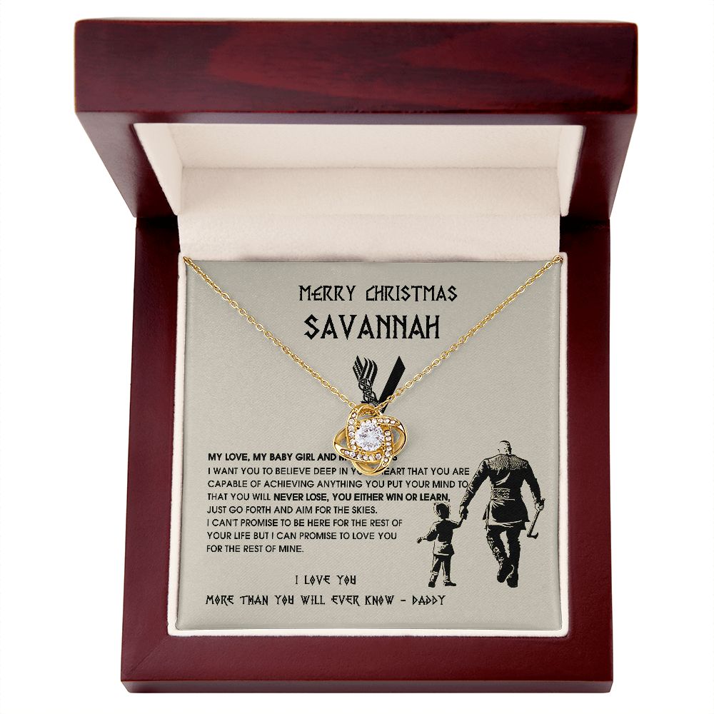To My Daughter Savannah Necklace, Viking Jewelry For Daughter Birthday, Graduation, First Communion, Gift From Dad