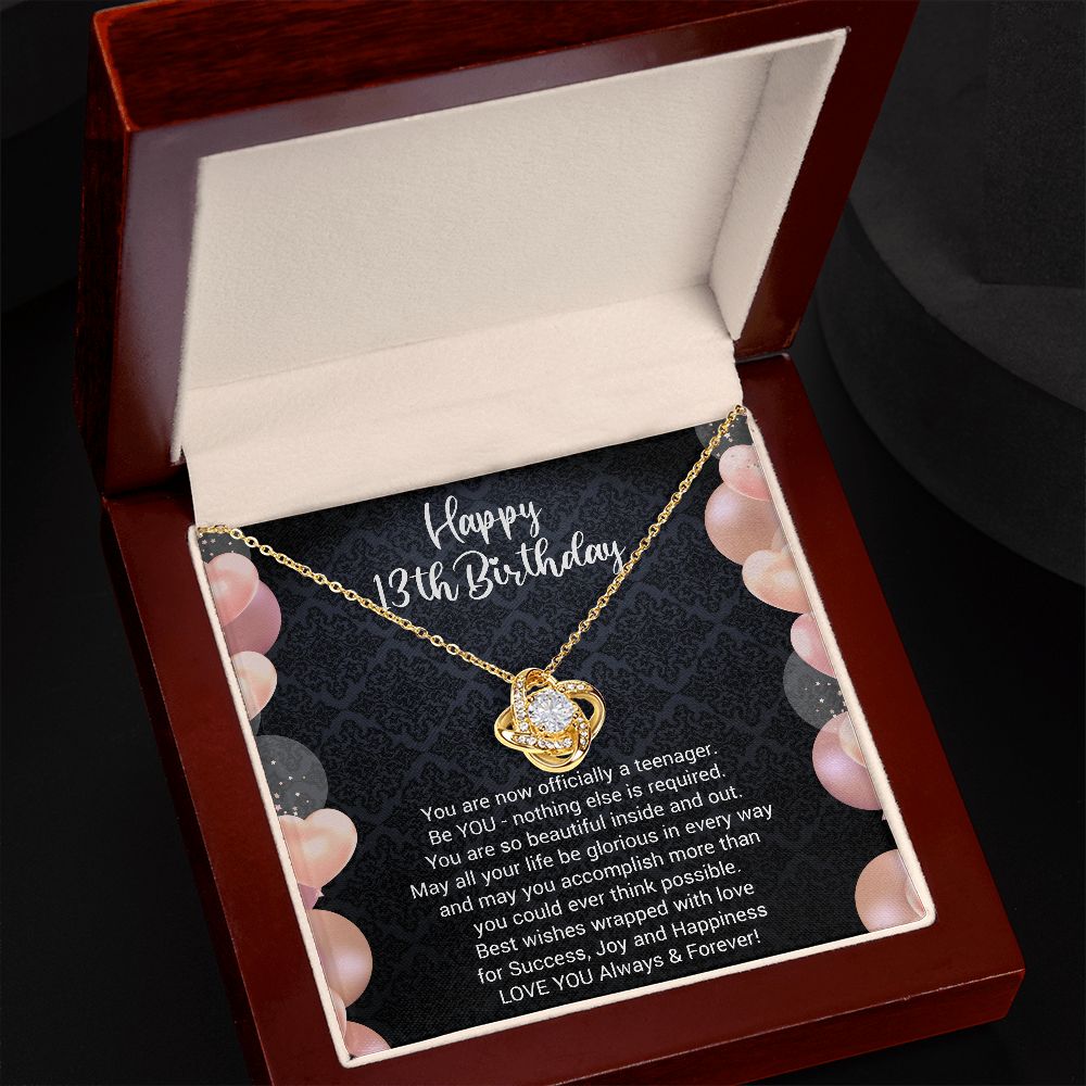 Birthday Gifts For Girls, Knot of Love White Gold Necklace With Meaningful Message, Birthday Gift Necklace Teenager 2