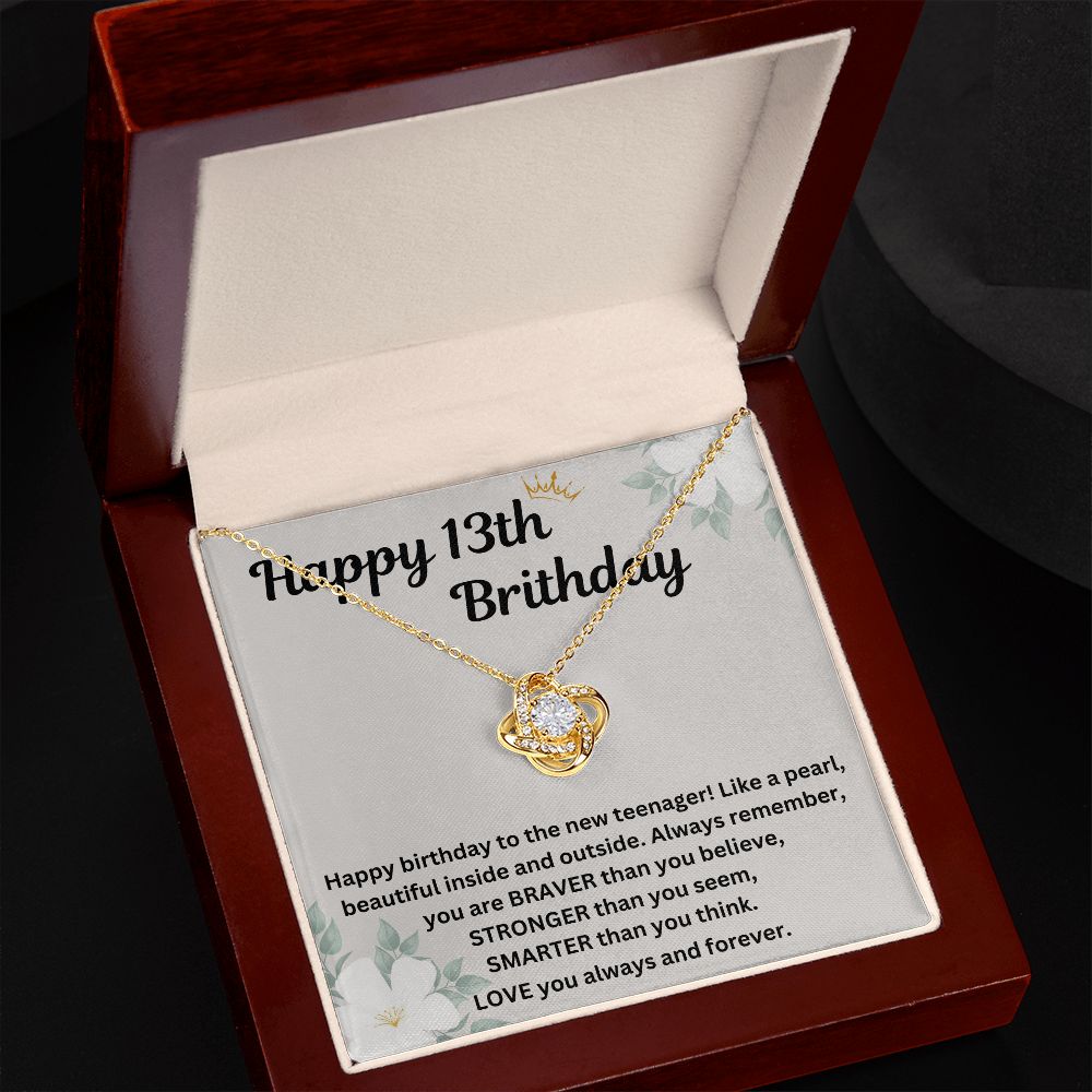 Birthday Gift Necklace for 13 Year Old Girl - Personalized Pendant and Message Card - Unique Gift Idea