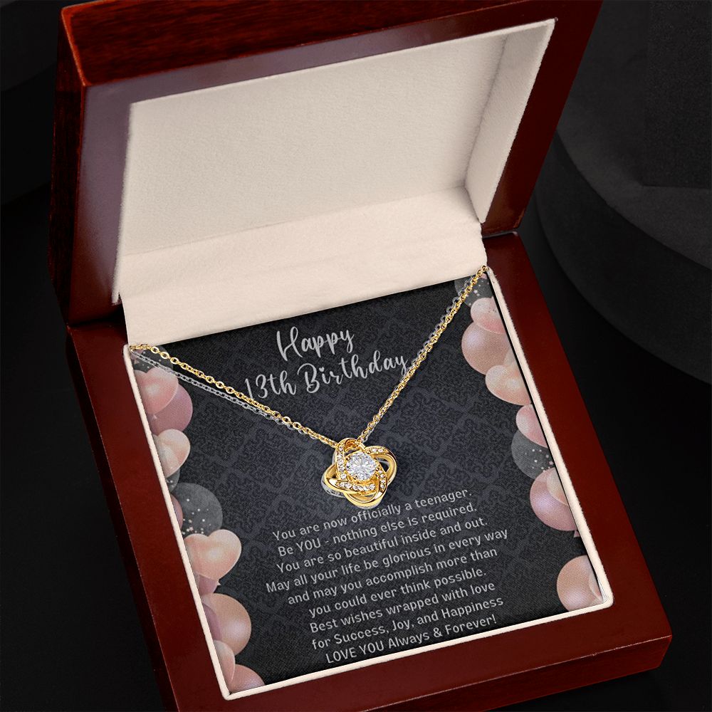 Birthday Gifts For Girls Knot of Love White Gold Necklace With Meaningful Message Birthday Gift Necklace Teenager