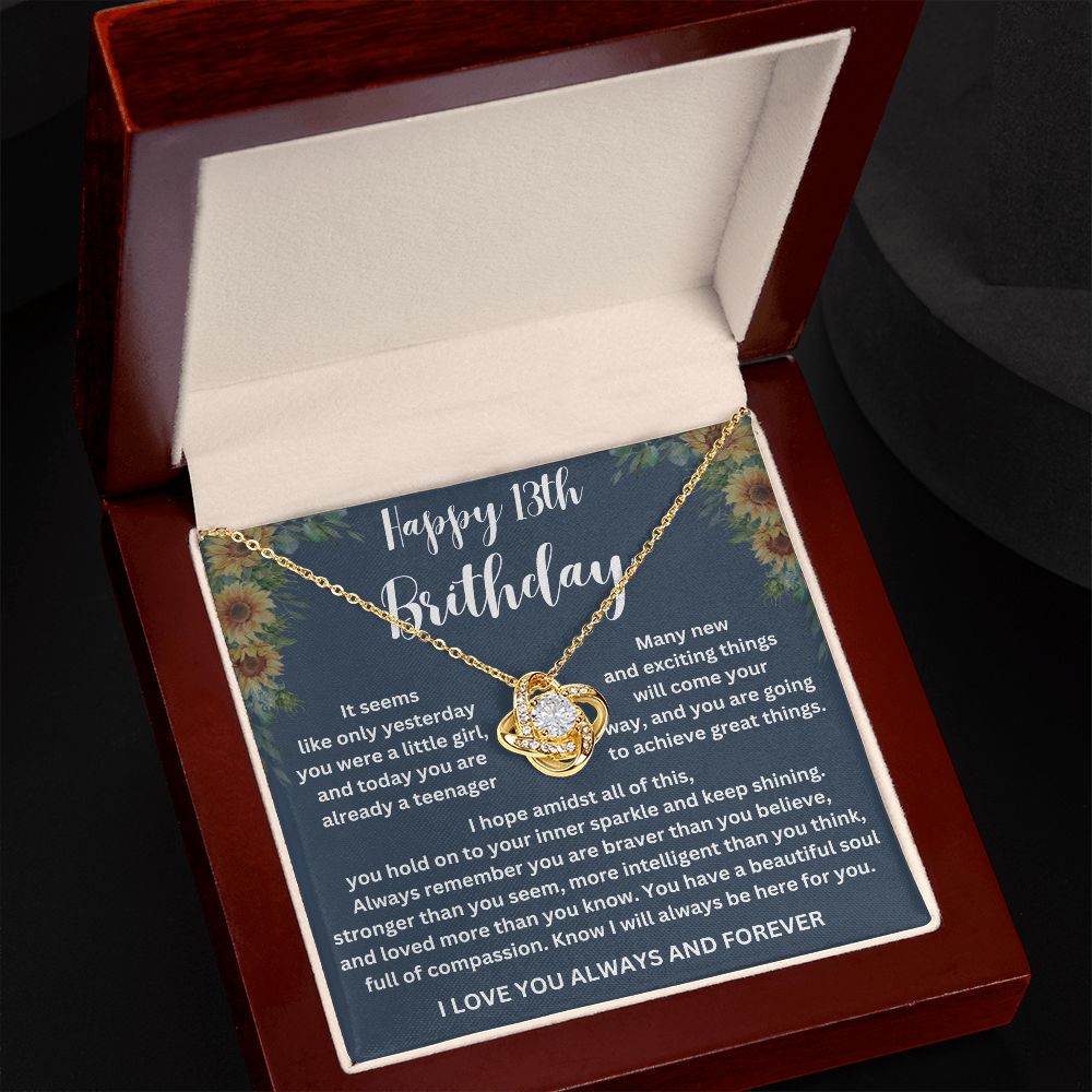 Girls' 13th Birthday Necklace with Custom Name and Message Card - Thoughtful Gift Idea