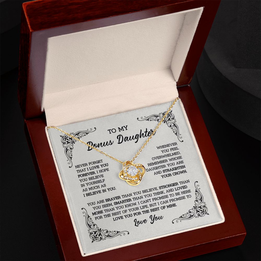 To My Bonus Daughter Necklace, Love Knot Necklace, Bonus Daughter Gift B0BNYDTPP1