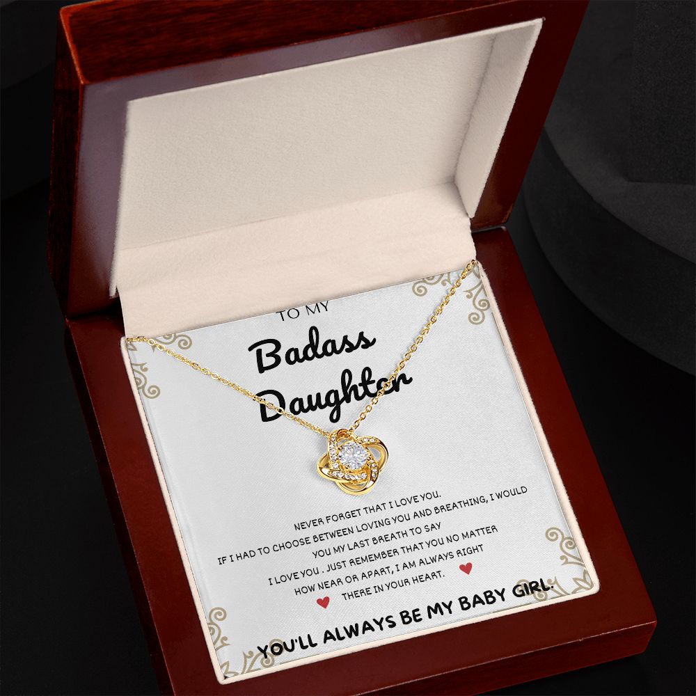 To My Badass Daughter Necklace - "Unconditional Love" Necklace - A Token of Your Endless Love for Your Daughter