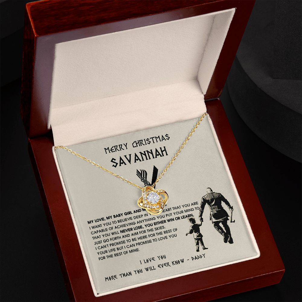 To My Daughter Savannah Necklace, Viking Jewelry For Daughter Birthday, Graduation, First Communion, Gift From Dad