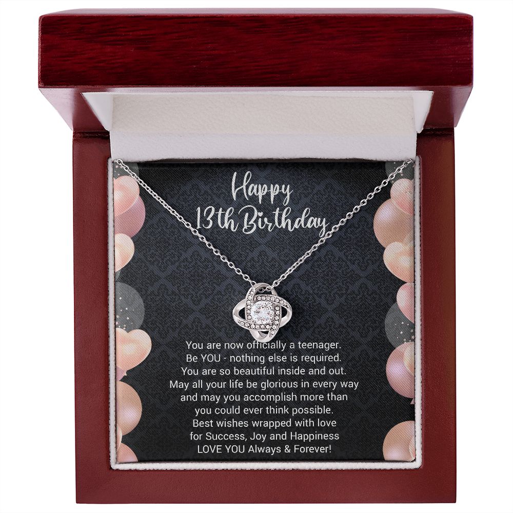 Birthday Gifts For Girls, Knot of Love White Gold Necklace With Meaningful Message, Birthday Gift Necklace Teenager 2