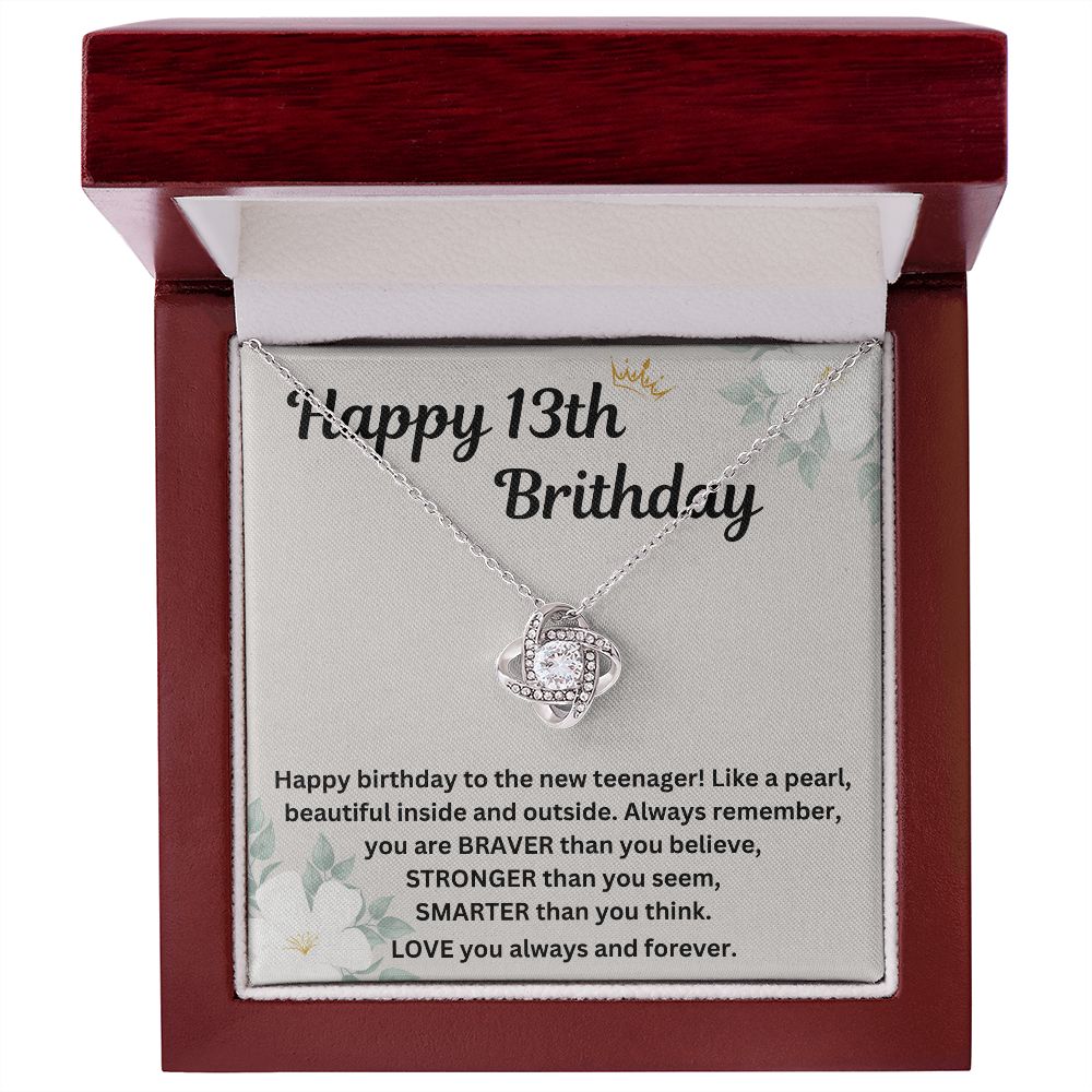 Birthday Gift Necklace for 13 Year Old Girl - Personalized Pendant and Message Card - Unique Gift Idea