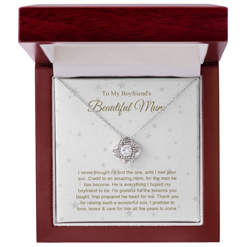 To my Boyfriend's Mum Lovely Knot Necklace B0BNXJBZY4