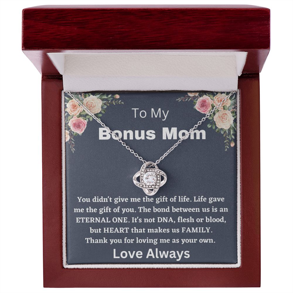 "Engraved Bonus Mom Necklace - Add a Special Message for Your Stepmother to Show Your Appreciation"