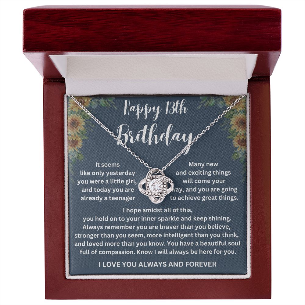 Girls' 13th Birthday Necklace with Custom Name and Message Card - Thoughtful Gift Idea