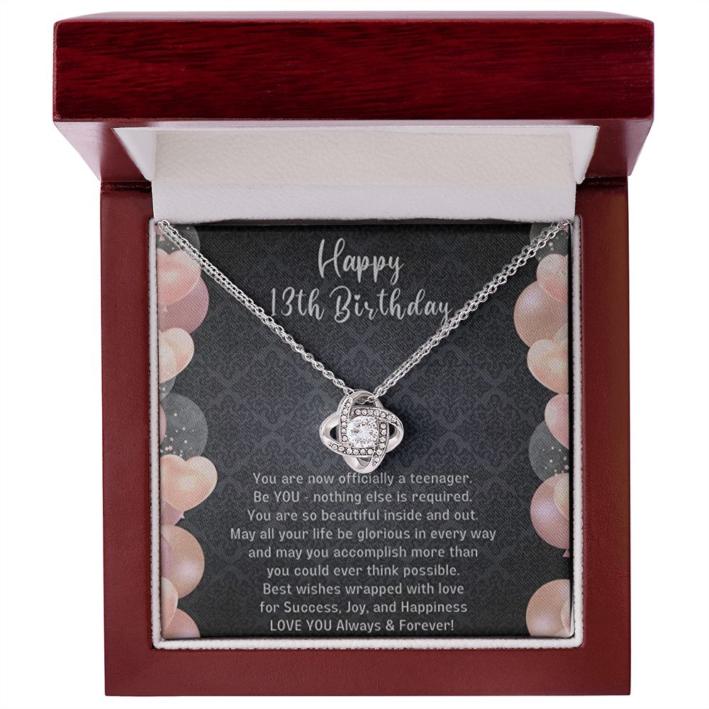 Birthday Gifts For Girls, Knot of Love White Gold Necklace With Meaningful Message, Birthday Gift Necklace Teenager
