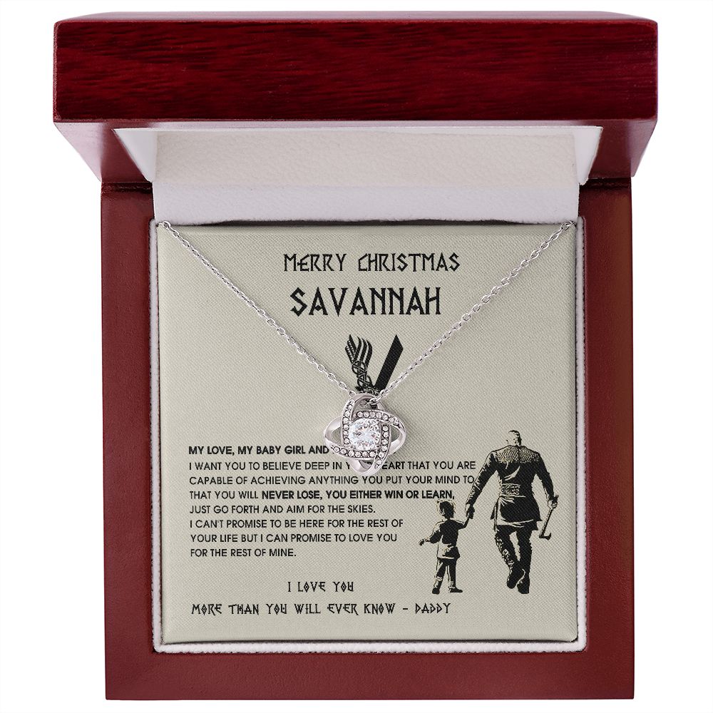 To My Daughter Savannah Necklace, Viking Jewelry For Daughter Birthday, Graduation, First Communion, Gift From Dad