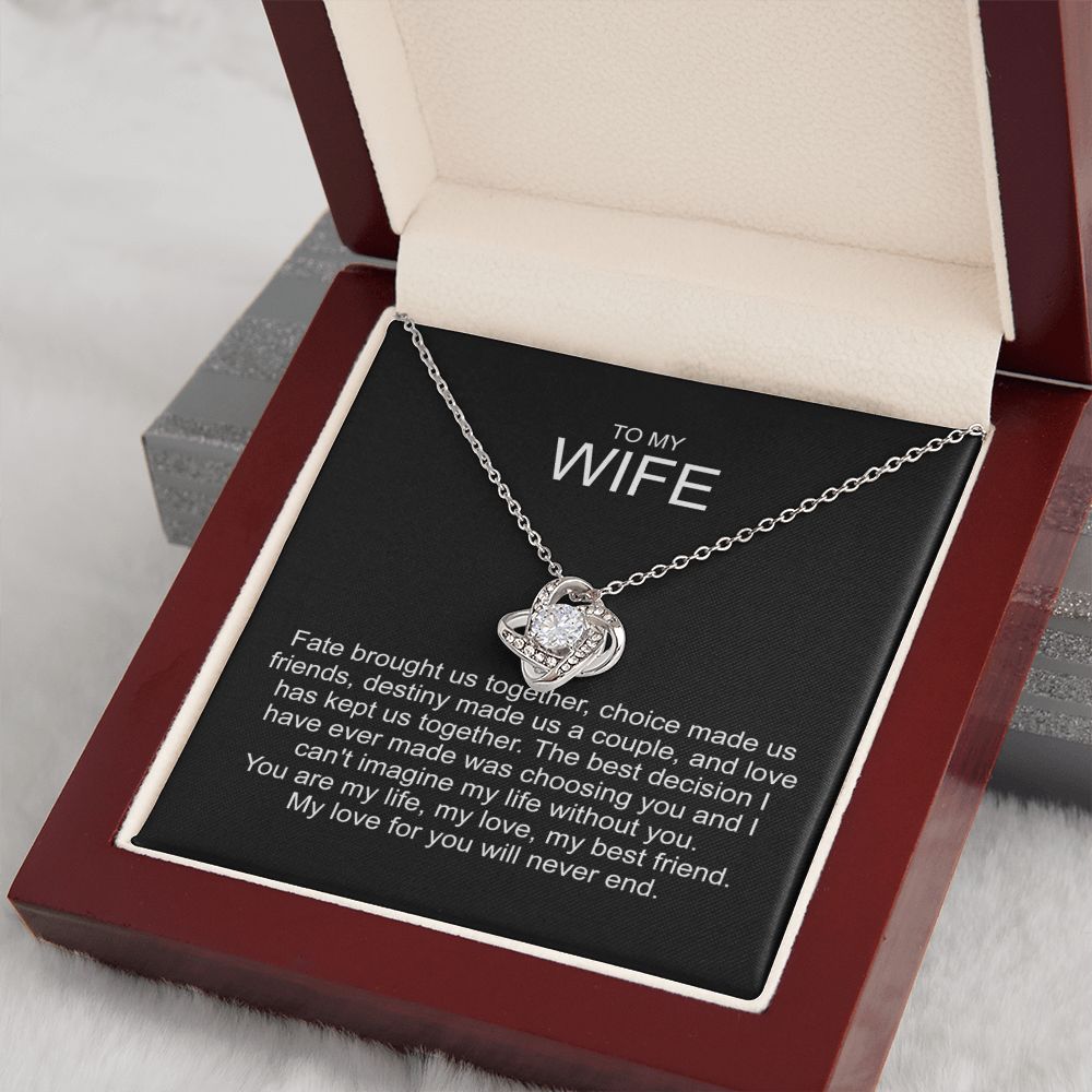 To my wife sterling silver love knot necklace 04127