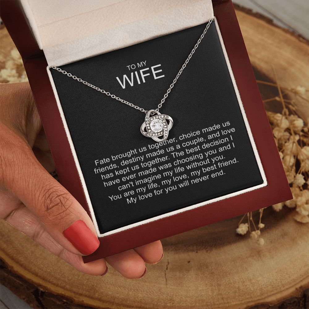 To my wife sterling silver love knot necklace 04127