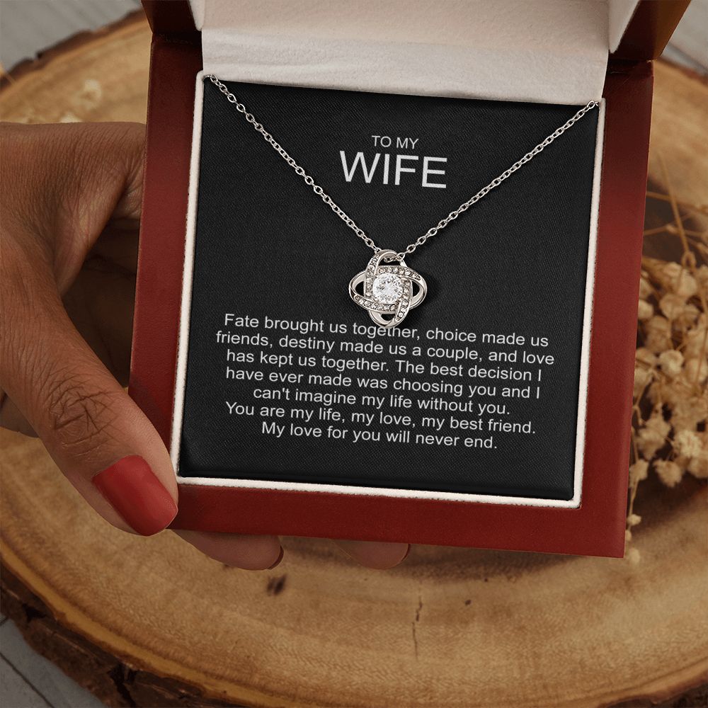 To my wife sterling silver love knot necklace 04127