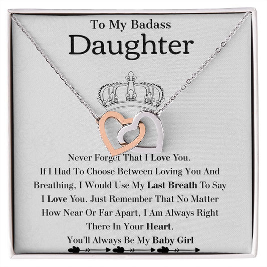 My Badass Daughter Pendant - Durable Stainless Steel Necklace, Badass Daughter Gift, Badass Daughter Jewelry, Badass Daughter Necklace, Daughter Gift From Mom or Dad SNJW23-230213