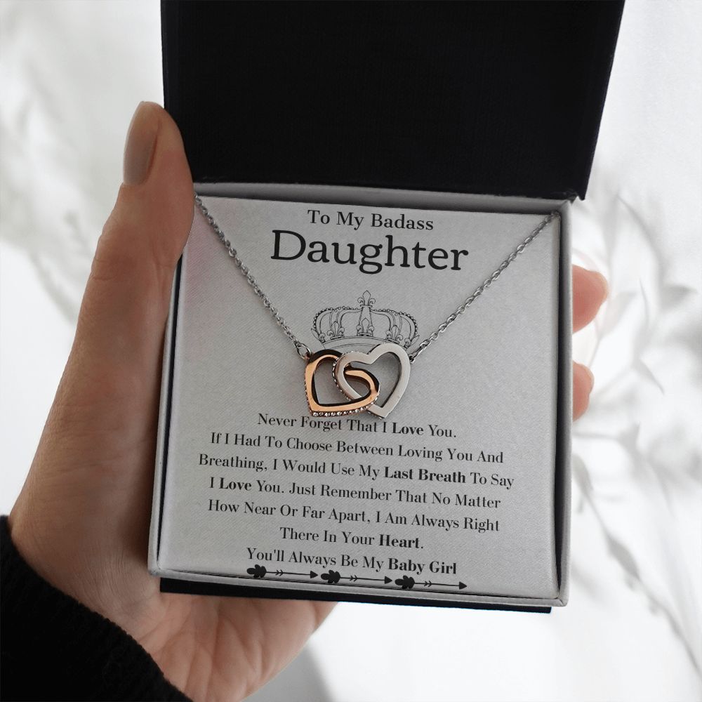 My Badass Daughter Pendant - Durable Stainless Steel Necklace, Badass Daughter Gift, Badass Daughter Jewelry, Badass Daughter Necklace, Daughter Gift From Mom or Dad SNJW23-230213