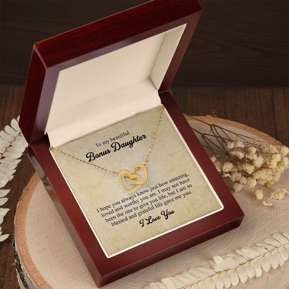 To My Bonus Daughter Necklace, Bonus Daughter Gift, Step Daughter Gift from Stepmom, Step Daughter Gift from Step Dad, B0BLP82SY7