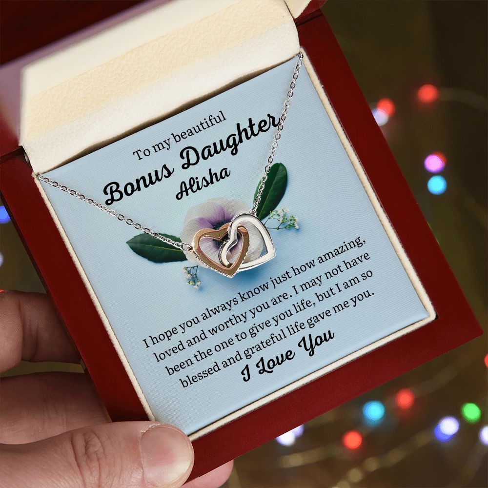 To My Bonus Daughter Necklace, Bonus Daughter Gift Alisha