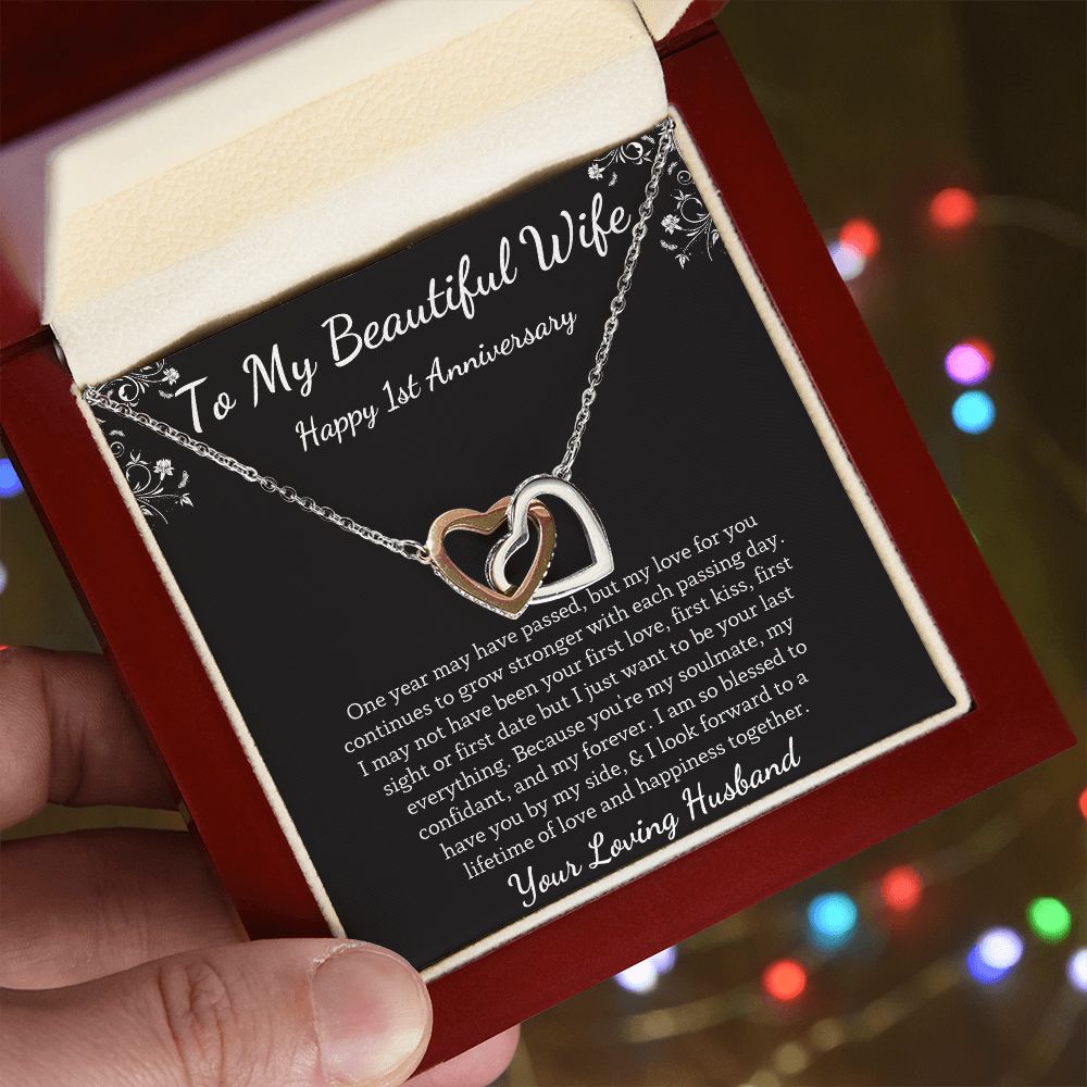Happy 1st Anniversary - Unique tokens to mark a special occasion, Jewelry Card for Her, Best 1 Year Wedding Anniversary Gift Idea, Gift For Wife from Husband SNJW23-010311