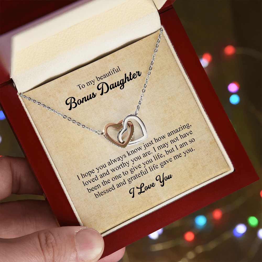 To My Bonus Daughter Necklace, Bonus Daughter Gift, Step Daughter Gift from Stepmom, Step Daughter Gift from Step Dad, B0BLP82SY7